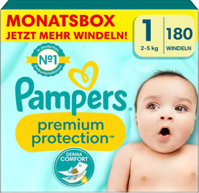Pampers Premium Protection 1 Monatsbox mit 180 Windeln