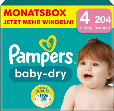 pampers baby dry 4 monatsbox mit 204 windeln