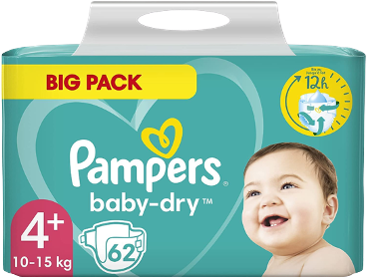 Pampers Baby Dry 4+ Big Pack mit 62 Windeln