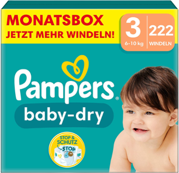 Pampers Baby-Dry 3 - Monatsbox mit 222 Windeln