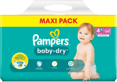 Pampers Baby-Dry 4+ - Maxi Pack mit 94 Windeln