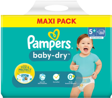 Pampers Baby-Dry 5+ - Maxi Pack mit 84 Windeln