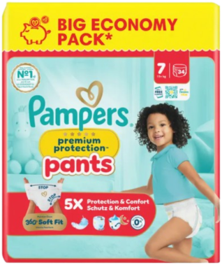 Pampers Premium Protection Pants 7 - Big Economy Pack mit 34 Windelpants