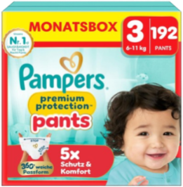 Pampers Premium Protection Pants 3 - Monatsbox mit 192 Windelpants